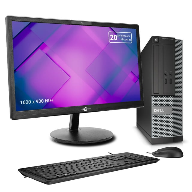 Dell Optiplex 3020 SFF Desktop I5-4570 16 Go RAM 256 Go SSD, Moniteur Webcam 20 Pieds', Clavier & Souris, Wins 10 Pro