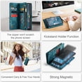 thumbnail image 5 of Phone Case for Samsung Galaxy A14 5G Zipper Wallet Detachable Cover with Tempered Glass Screen Protector and Leather Flip Credit Cash Card Holder Cell Accessories A 14 4G 14A G5 Women Men Blue, 5 of 14