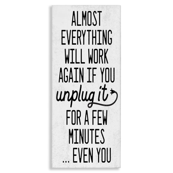 Stupell Industries Eclectic Will Work Again if Unplugged Canvas Art, 10 x 24, by Lil' Rue