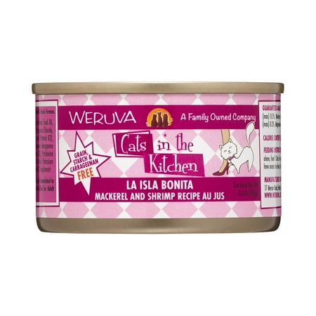 UPC: 0878408008382 | (24 Pack) Weruva Cats in the Kitchen La Isla Bonita Mackrel & Shrimp Grain-Free Wet Cat Food 3.2 oz. Cans