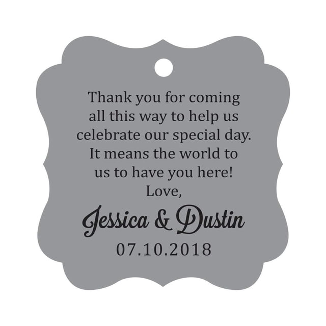 Darling Souvenir Custom Wedding Thank You Message Gift Tags Personalized Party Favor Hang Paper Tags-Gray-50 Tags