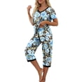 thumbnail image 3 of MINTREUS Women's Pajama Sets Short Sleeve Shirt and Capri Soft Pajama Sets with Pockets M-4XL, 3 of 6