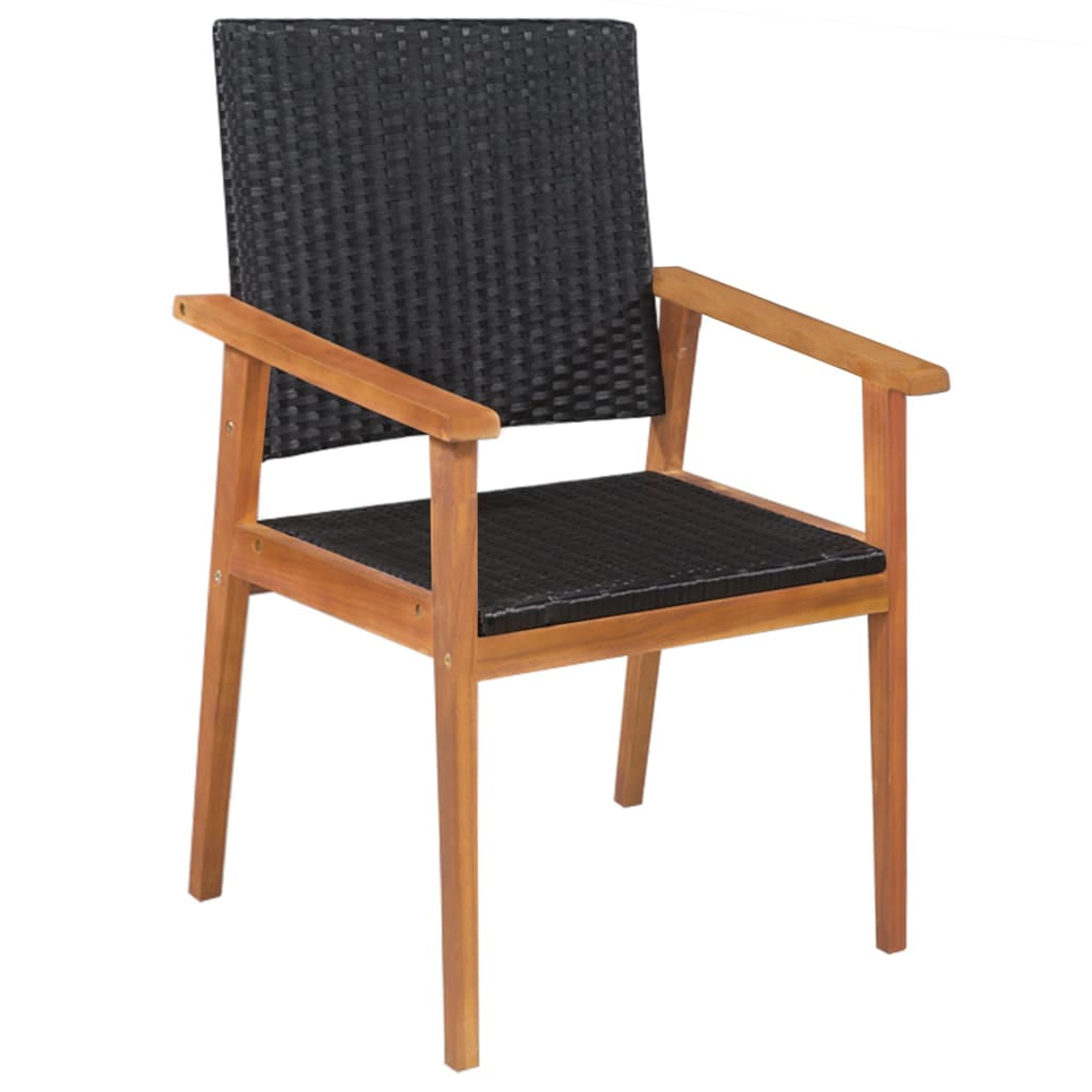 Kepooman Outdoor Patio Rattan Wicker Dining Table Set with Stackable Armrest Chairs, Set of 5, Black Kepooman Outdoor Patio Rattan Wicker Dining Table Set with Stackable Armrest Chairs, Set of 5, Black