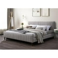 thumbnail image 4 of Omax Decor Spencer Upholstered Mid-Century Fabric King Platform Bed in Gray, 4 of 8