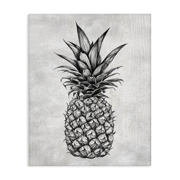 Stupell Industries Farmhouse Bold Pineapple Line Drawing Rustic Pattern Black White Canvas Art, 30 x 40, by Ziwei Li