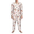 thumbnail image 3 of Fotbe Milk Tea Pattern Long Sleeve Pajama Set for Men,Sleepwear Set,2-piece Loungewear Set,Soft PJs Comfy Nightwear with Pockets-Large, 3 of 7
