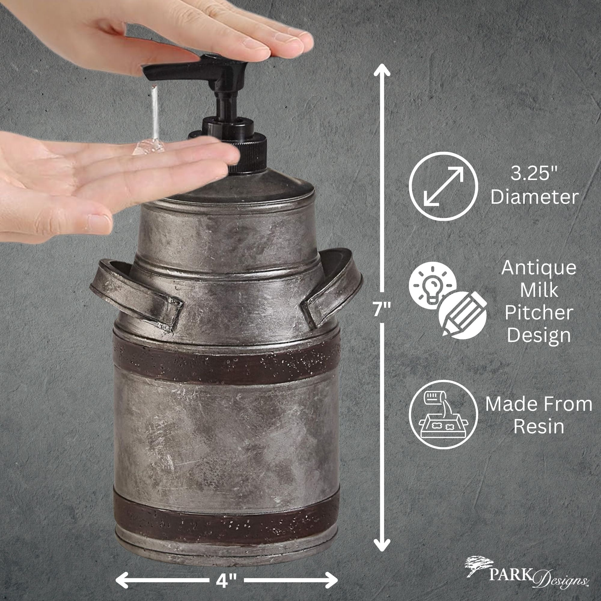 Park Designs Antique Farmhouse Milk Pitcher Dispenser - Gray