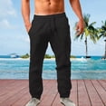 thumbnail image 2 of Breezora Mens Casual Pants Cotton Comfortable with Drawstring Lightweight Breathable Loose Fit Trousers for Spring Summer Hot Weather XL Size Black, 2 of 6