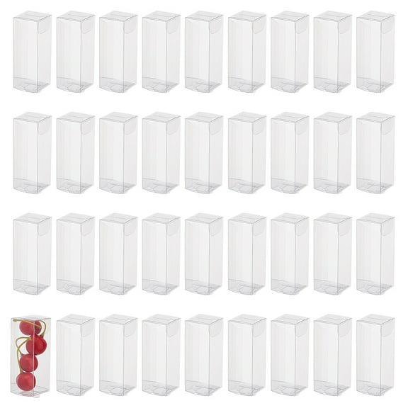 1set Rectangle Transparent Plastic PVC box Gift Packaging Waterproof Folding box for Toys & Molds Clear box: 3x3x8.1cm 40pcs