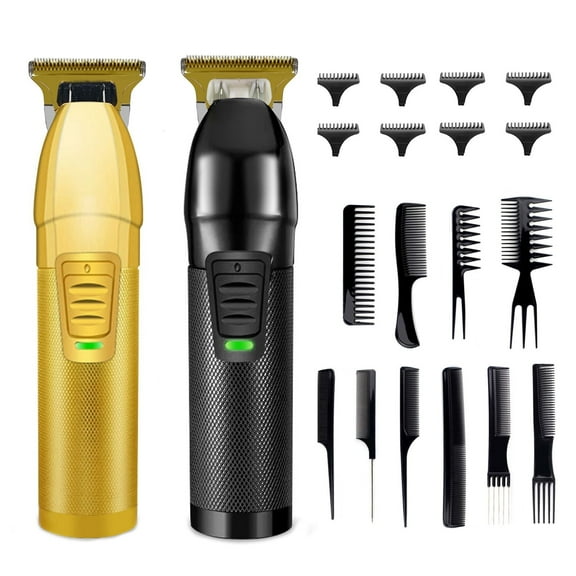 Gegong 2 Pieces Hair Clippers Set, 6.2inch Hair Clippers for Professional Barbers Fashion Rechargeable Hair Remover with 10 Pieces Styling combs ( Black Gold )