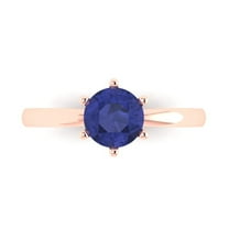 1 ct Round Cut Simulated Tanzanite Solitaire 14K Rose Gold Womens Engagement Ring