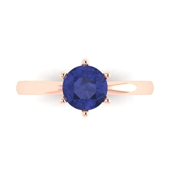 Clara Pucci 14K Rose Gold 1ct Tanzanite Solitaire Ring for Women