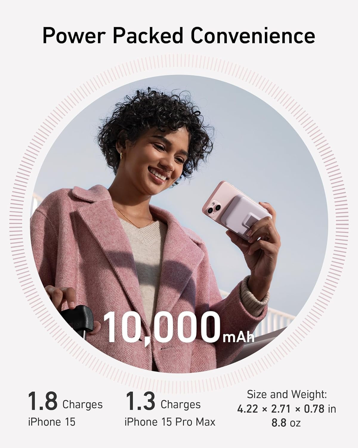 Anker MagGo Power Bank, Qi2 Certified 15W Ultra-Fast MagSafe-Compatible Portable Charger, 10,000mAh Battery Pack with Smart Display and Foldable Stand