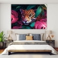 thumbnail image 4 of Mudket Framed leopard in Pink & Green Jungle Leaves Canvas Wall Art, Colorful Leopard Print Wall Decor, Tropical Jungle Wall Art Ready to Hang - 12"L x 8"W, 4 of 10