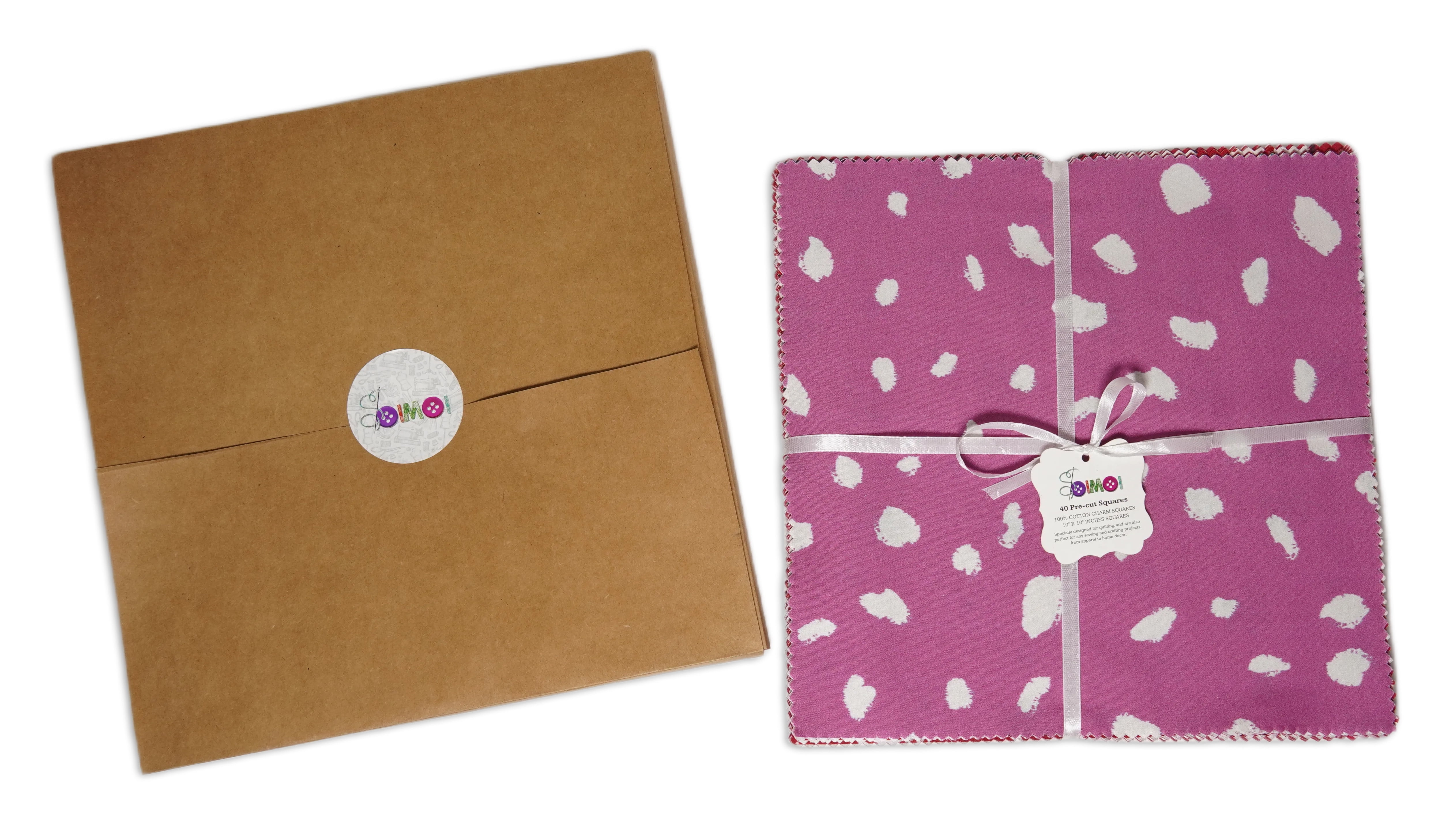 Soimoi Precut 10-inch Floral & Check Prints Cotton Fabric Bundle Quilting Squares Charm Pack DIY Patchwork Sewing Craft