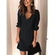 thumbnail image 2 of Vestido de cuello en V para mujer, nuevo vestido coreano sólido elegante, minivestido holgado de oficina para mujer, 2 of 5