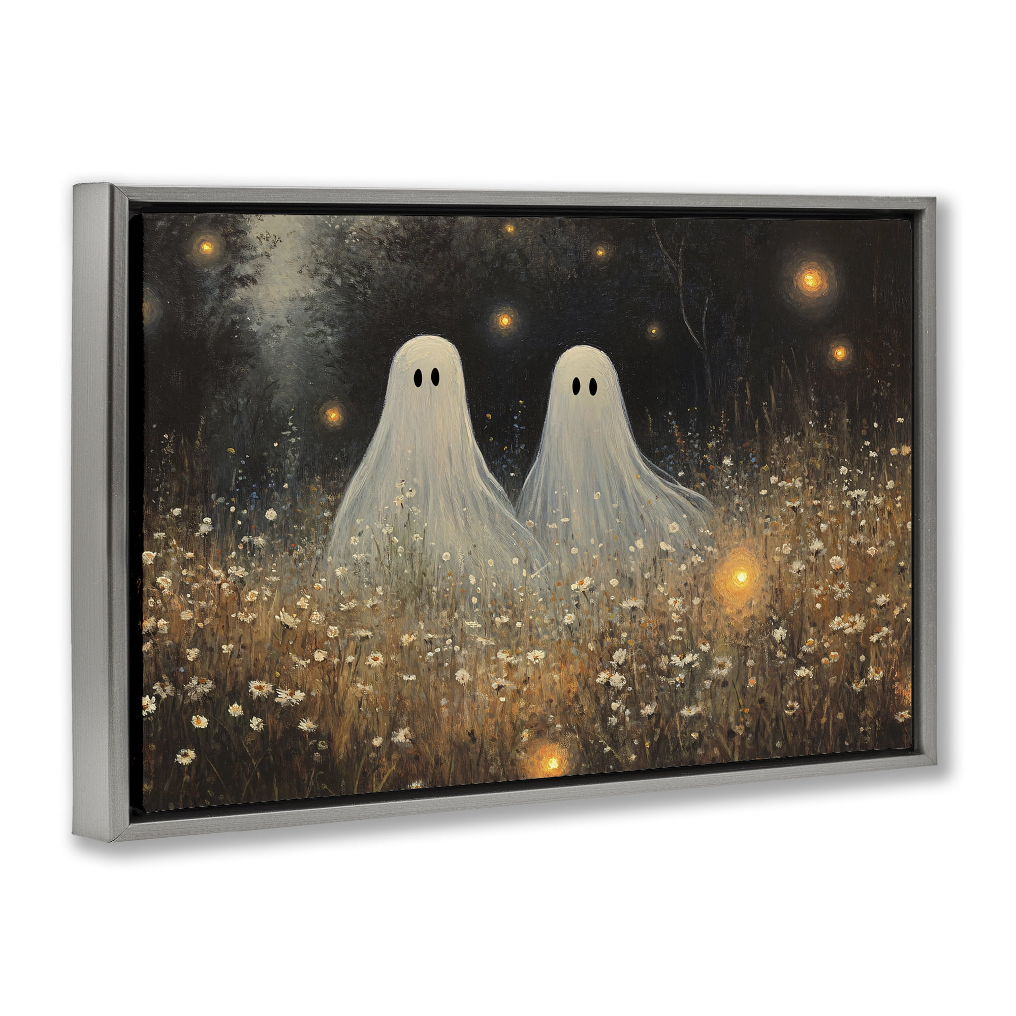Stupell Industries Ethereal Ghost Twins Gray Framed Floater Canvas Wall Art, design by Jacky Ngan