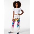 thumbnail image 4 of 5-6Y Girls Colored Flared Pants Digital Print Trousers Slim-Fit Wide Leg Flare for Spring Summer Autumn, 4 of 6