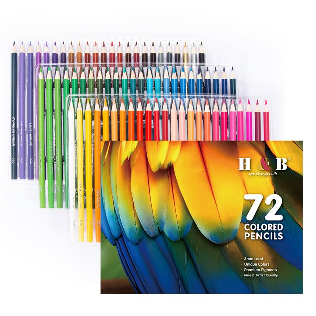 H&B 72 lápices de colores Lápices de dibujo de colores preafilados Suministros de arte