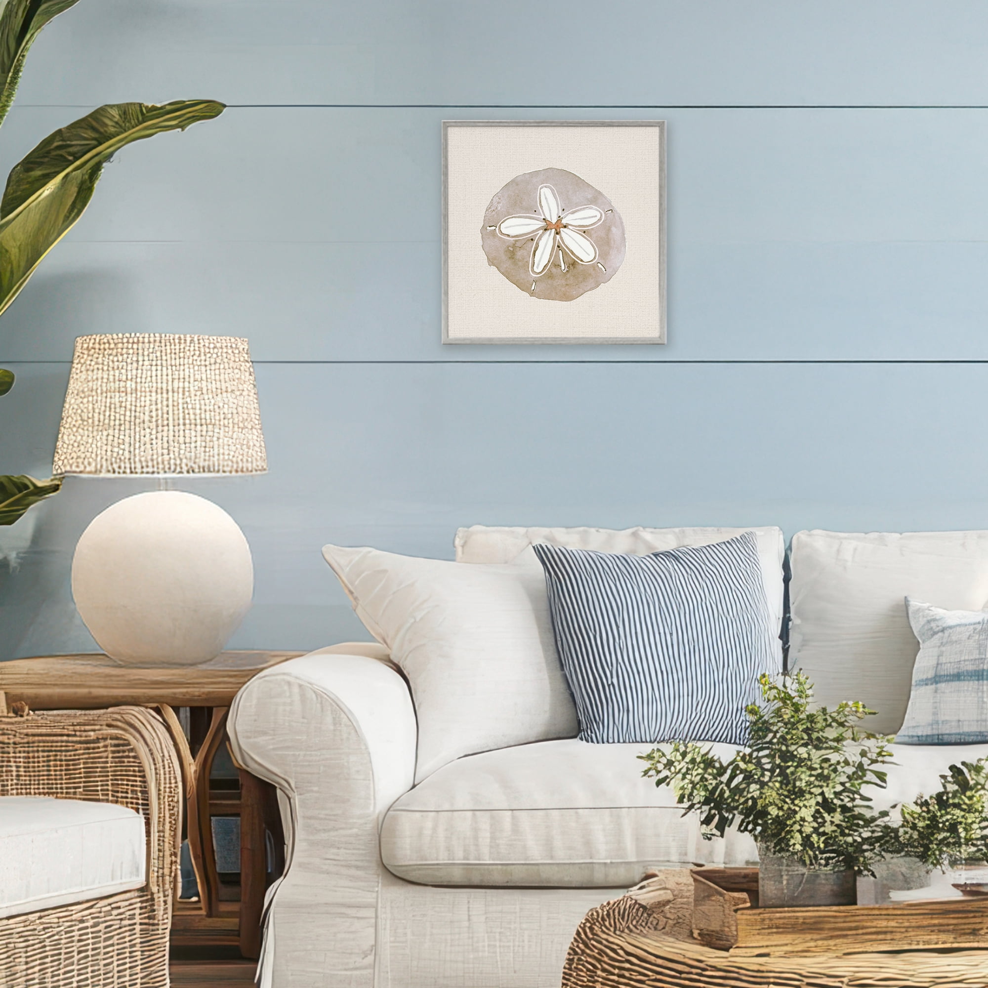 Stupell Industries Serene Beige Sand Dollar Gray Framed Giclee Art, design by Lanie Loreth