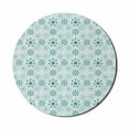 thumbnail image 1 of Floral Mouse Pad for Computers, Continuous Pointy Petals Flower Symbols in Pastel Tones Illustration, Round Non-Slip Thick Rubber Modern Mousepad, 8" Round, Baby Blue and Cadet Blue, by Ambesonne, 1 of 2