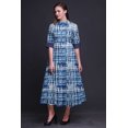 thumbnail image 4 of Bimba Robe à Manches Retroussables pour Femmes à Imprimé Shibori, Col Mandarin, Chemise Boutonnée - Petit, 4 of 5