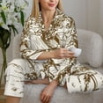 thumbnail image 6 of KLL Plowed Field With Horses Print Women's Long Sleeve Pajamas with Pants Sleepwear Loungewear 2 Set-XX-Large, 6 of 8
