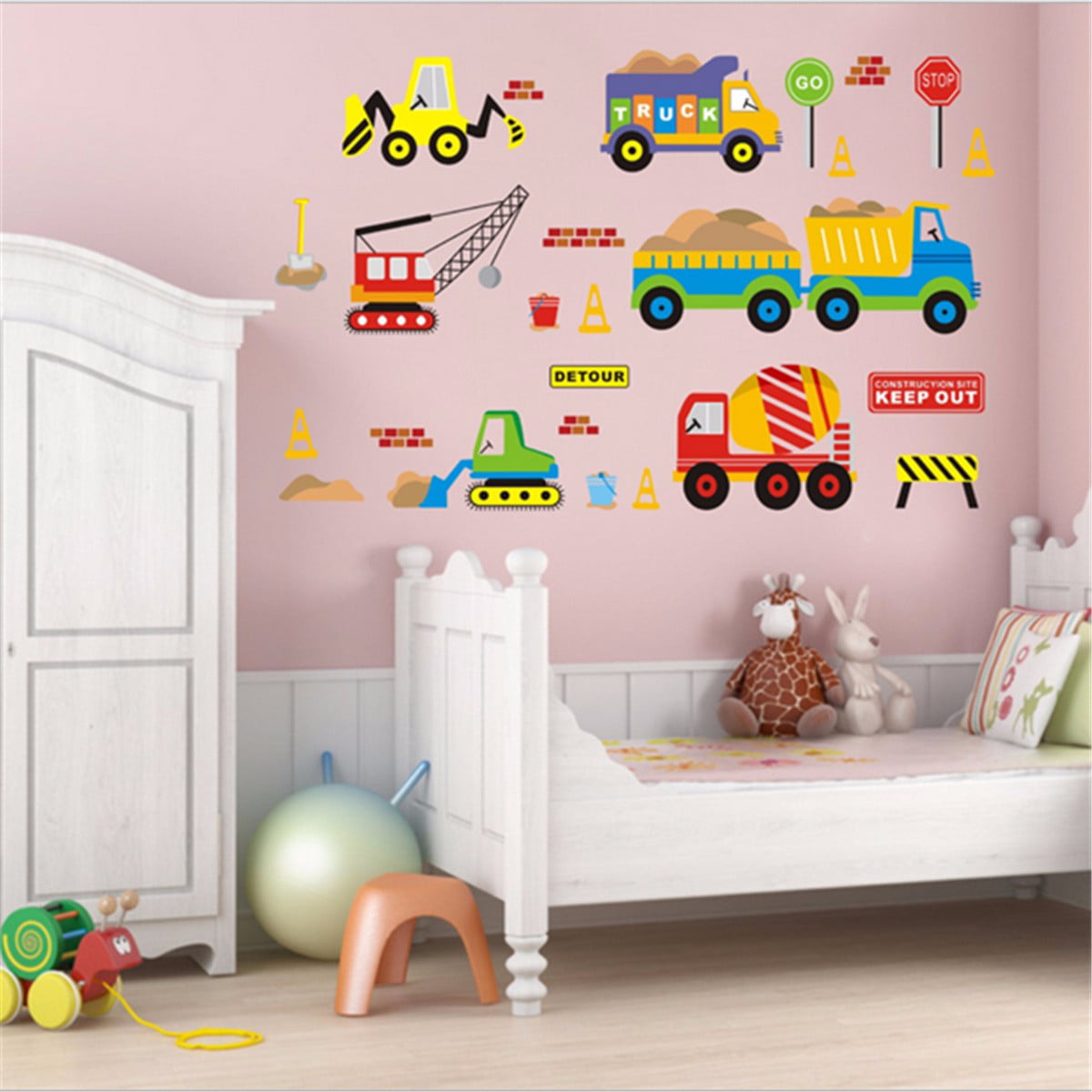 Car 3D Sticker Baby Wall Stickers For Kids Bedroom General Mobilization Wall 