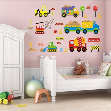 1-2pcs Removable Transport Truck Digger Car Wall Sticker Art Decal Kids Children Room Nursery Decor (2pcs of 20% (Best Way To Remove Stickers Off A Car)