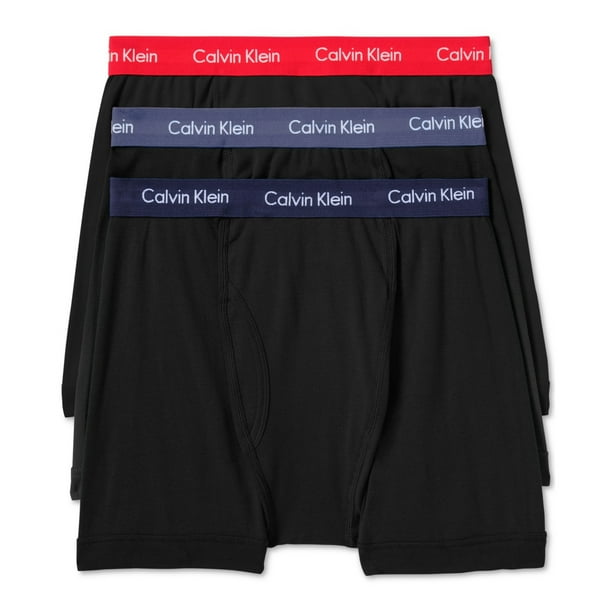 Calvin Klein - Calzoncillos tipo bóxer para hombre, elásticos, paquete de 3, negro, extragrande Calvin Klein Calzoncillos boxer