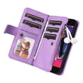 thumbnail image 4 of Multifunctional Case for iPhone 7, iPhone 8, iPhone SE 2020 & SE 2022,[RFID Blocking] 9 Credit Cards Holder with Wrist Strap, Premium PU Leather Zipper Wallet Purse Magnetic Flip Phone Cover, Purple, 4 of 12
