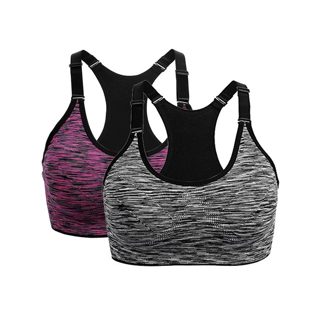 Yjmei - Sujetador deportivo de 2 piezas para mujer, sujetador deportivo push up con tirantes ajustables y almohadillas extraíbles, sujetador de yoga para correr, trotar y hacer ejercicio