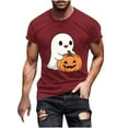 thumbnail image 2 of Handshe Men's Halloween Graphic Print Short Sleeve Round Neck T-Shirt - Comfortable Blouse, 2 of 5