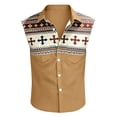 thumbnail image 3 of IWRICH Plus Size Tank Tops for Men Western Cowboy Collar Sleeveless Button down Shirts Stylish Vacation Tops Khaki XL, 3 of 4