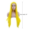 thumbnail image 2 of Unique Bargains Lace Front Wigs for Women 24" Yellow Long Straight Hair with Wig Cap, 2 of 8