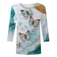 thumbnail image 4 of ZQGJB Plus Size Womens 3/4 Sleeve Tops Cute Tie Dye Marble Pattern Print Crew Neck Basic Tunic Blouse Loose Lightweight Casual Graphic T-Shirts Multicolor#03 L, 4 of 5