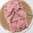 thumbnail image 6 of AJGRHE Cozy Winter Kids Hat And Bow Headband For And Toddlers Soft Warm Lined Cap With Cute Bow Design 2 Piece For Autumn And Winter Pink 0-36 Months, 6 of 6