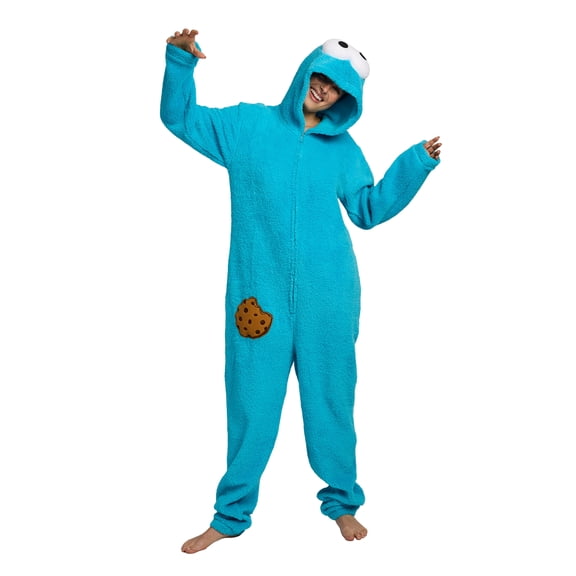 Sesame Street Cookie Monster Onesie Costume Union Suit With Hood-Small