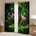 thumbnail image 2 of Erosebridal 3D Tyrannosaurus Rex Curtains Pack of 2 (42x84 Each) for Kids, Green Jungle Leaves Curtains Blackout, 2 of 6