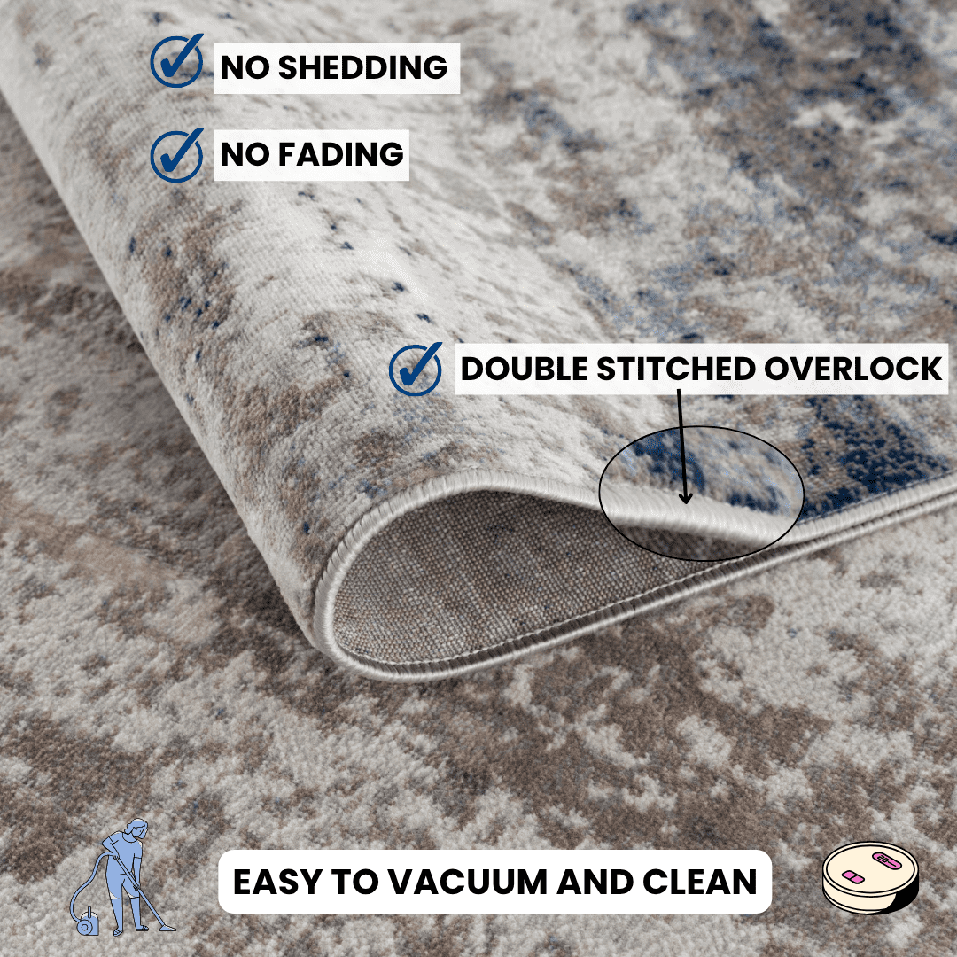 Tapis d'intérieur abstrait Branch Havana 2' x 14' (taille exacte : 2'3" x 14'), bleu marine, contemporain - Entrée, couloir, salle de bain et cuisine