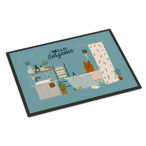 Karelian Bear Dog in Bathtub Indoor or Outdoor Mat 24x36 CK7444JMAT