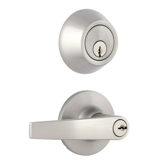 Miseno MLK2021SN Momac Straight Single Cylinder Keyed Entry Door Lever Set - Nickel