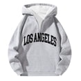 thumbnail image 3 of MHFRRA Sudadera con Capucha y Cremallera de Un Cuarto con Estampado de Letras, Suave y Cómoda, para Uso Informal, Sudadera Deportiva Ligera Gris claro, 3 of 3