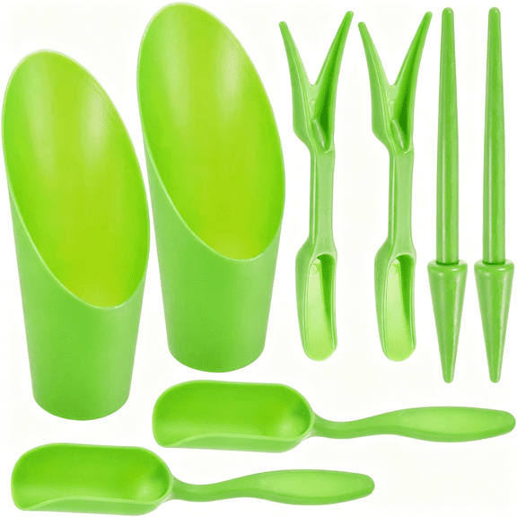 ACDANC Potting Soil Scoop for Indoor Plants,Garden Tiny Plant Shovel Hand Tools Transplanting Succulent Cultivation Digging Bonsai Soil Scoops Kits,Gree 8Pcs(2Set),(Green)