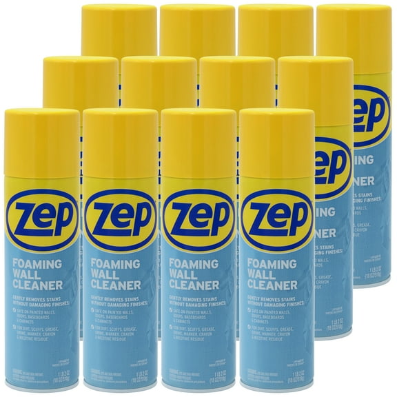 Zep Foaming Wall Cleaner - 18 oz (Case of 12) - ZUFWC18 - Removes Stains Without Damaging Finishes, Scrub-Free Wall Cleaner Spray, For Ceilings, Walls, Baseboards And More