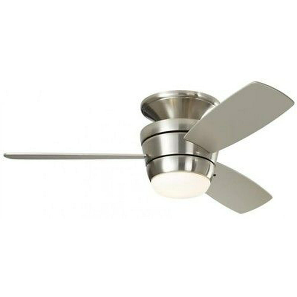 Harbor Breeze Mazon 44-in Nickel LED Indoor Flush Mount Ceiling Fan + Remote