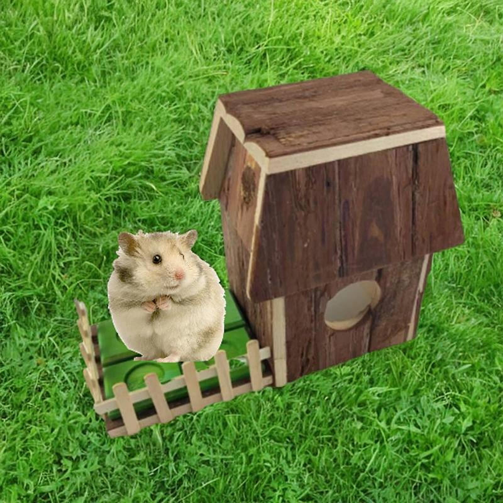 Serenable Hamster Wood House Hideout Small Animals Sleeping Hut for Gerbils Small Pets