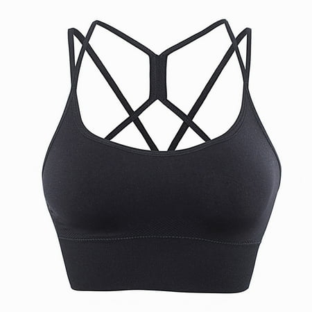 

Hibalala Women s Sports Underwear with Cross Back Pad Lace-up Sports Underwear Medium Support Yoga Underwear with detachable Cup