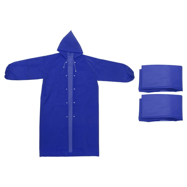 Unique Bargains Ponchos de Pluie pour Adultes, 2 Pack Imperméable Réutilisable en EVA pour Randonnée en Plein Air, Bleu Foncé