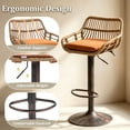 thumbnail image 4 of Villeston Rattan Bar Stools Set of 4,Adjustable Height 360 Swivel Low Back Stools with Footrest Breathable Linen Cushions,Orange, 4 of 6